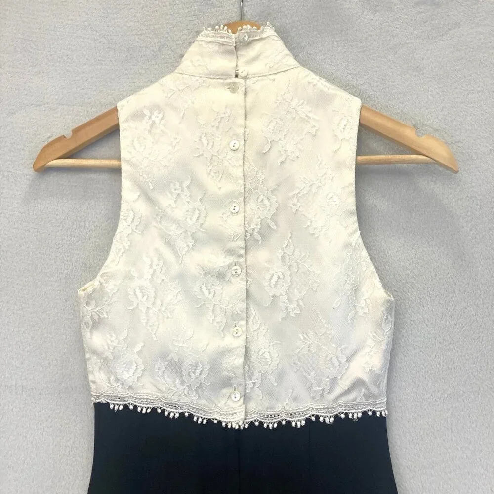 Y2K Jessica McClintock Gunne Sax Formal‎ Long Sleeveless Dress Sz 3/4 White Lace